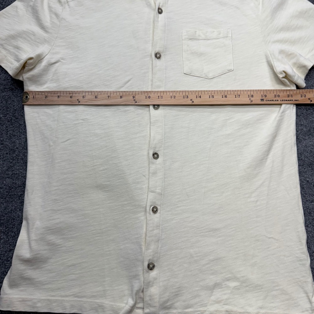 Marine Layer Mens L/XL Cream Cotton Slub Short Sleeve Button Down Pocket Shirt - Picture 3 of 10